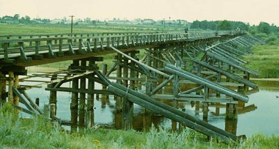 Мост в Спас-Клепиках через р. Пру. Русские деревянные мосты